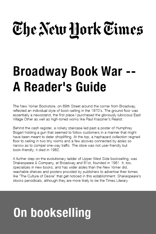 The New York Times - Broadway Book War -- A Reader's Guide