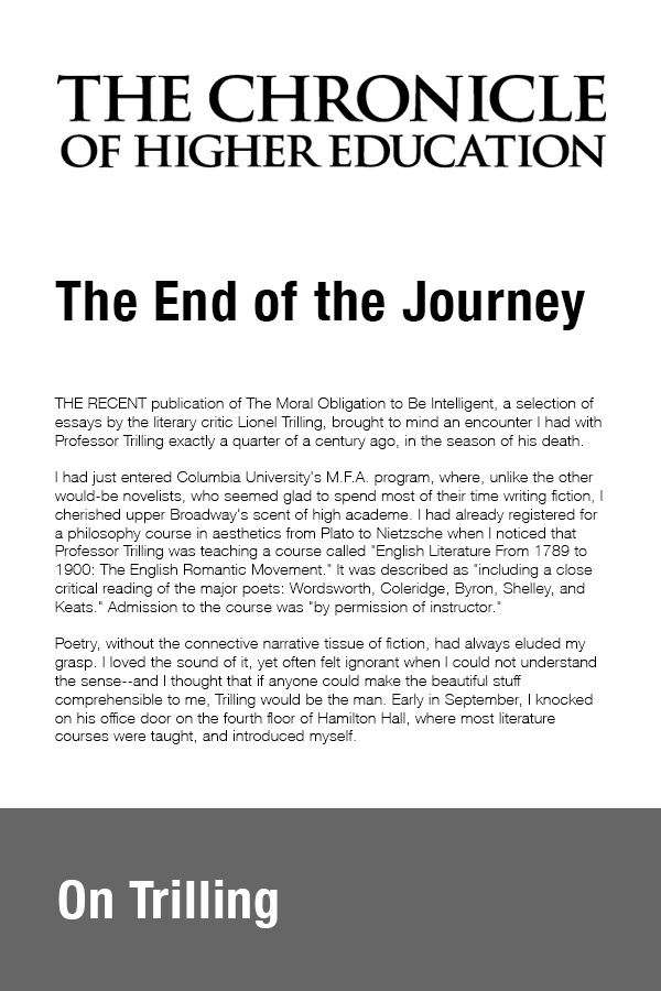 Chronicle of Higher Education - The End of the Journey